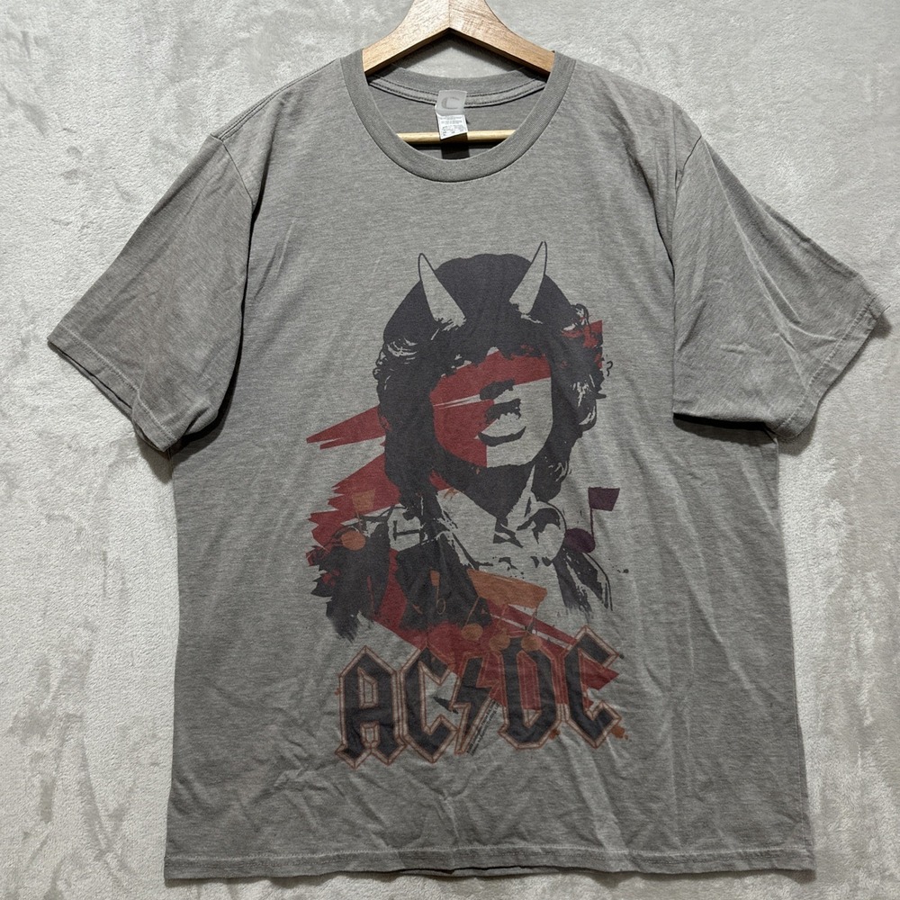ACDC Shirt Mens Size XL Gray Band Tee Rock Music Vintage Style Graphic 2009